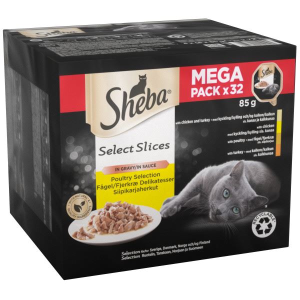 Hambwrdd Sheba Dewiswch Slices Plty CIG 32x85g