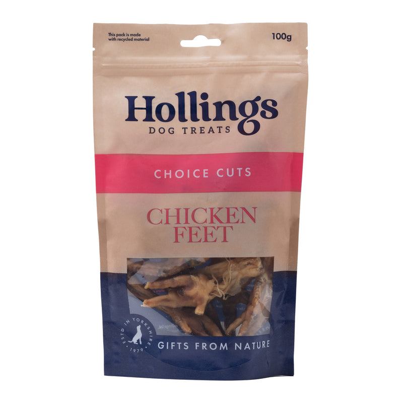 Hollings 100% Traed Cyw Iâr Nat 8x100g