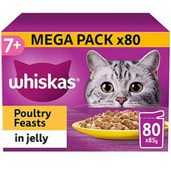 Pouch Whiskas 7+ Gwleddoedd Dofednod mewn Jeli - 80x85g