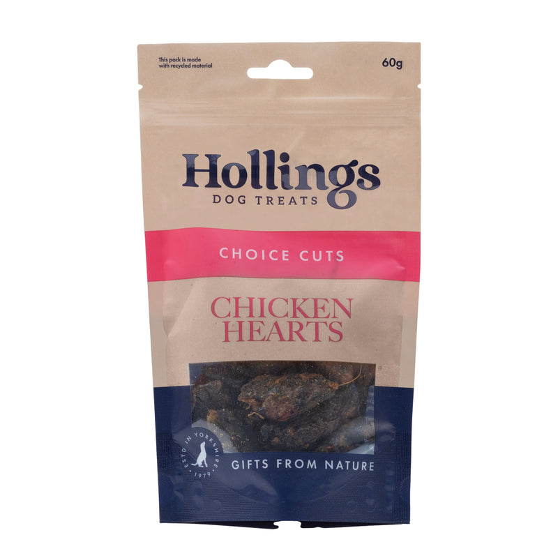 Hollings 100% Nat Chicken Hearts 12x60g