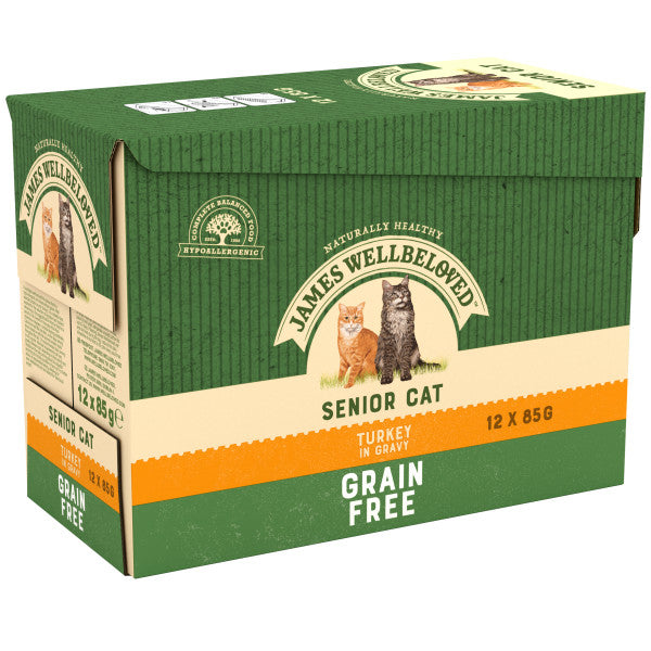 James Wellbeloved Cat Senior Twrci GF Pouches 12x85g