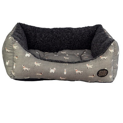 Snug&Cosy Townsend Gry Dog Print Box Bed