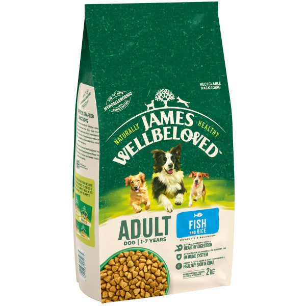 James Wellbeloved Ci Oedolyn Pysgod a Reis - 2KG