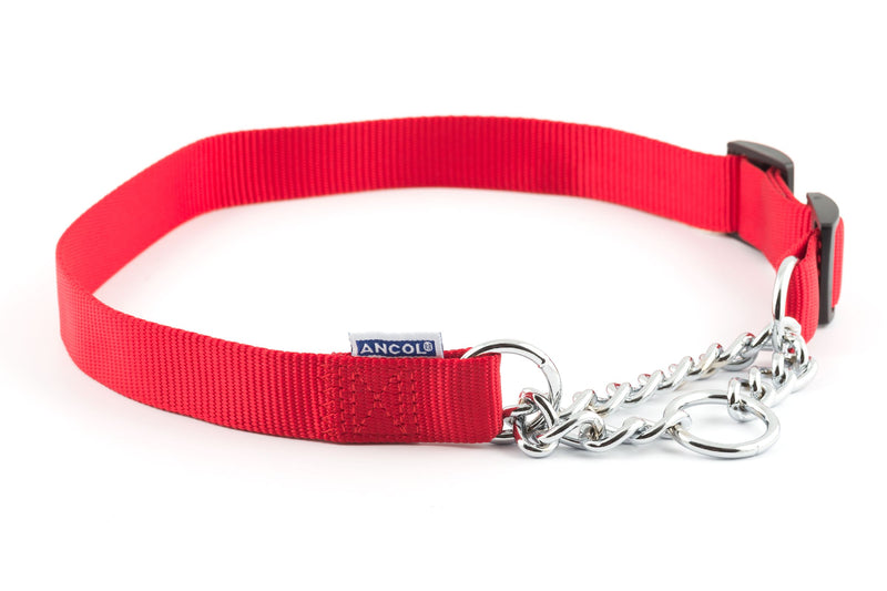 Ancol Nyl Chain Check Collar Red S7-10