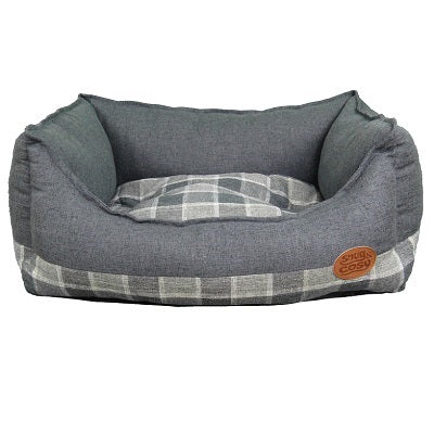 Snug & Cosy Gry Square Check Rectangle Bed (106CM)