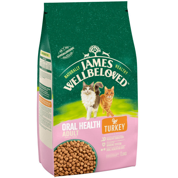 Cat James Wellbeloved Twrci Iechyd y Geg Oedolion - 1.5KG