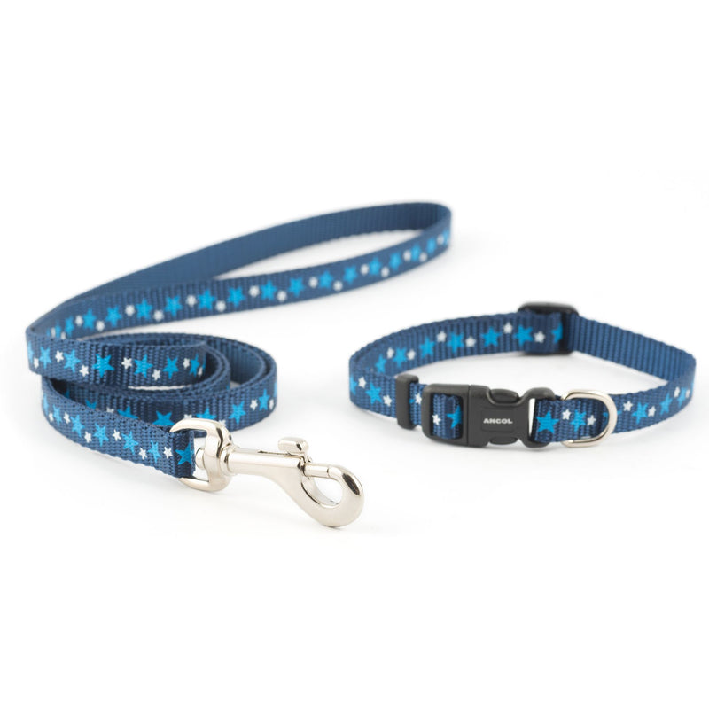 Ancol Small Bite Star Collar & Lead Blue