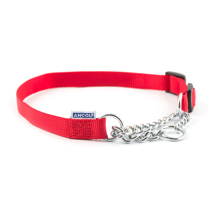 Ancol Nyl Chain Check Collar Red S2-4
